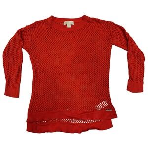 Michael Kors Lightweight‎ Crochet Sweater Size Medium Orange